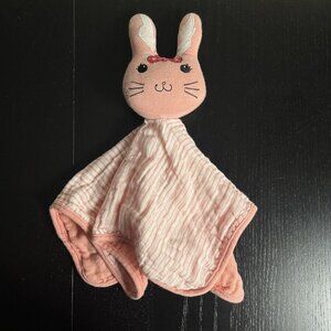 JESSICA SIMPSON Pink/White Bunny Rabbit Security Blanket Striped Baby Lovey
